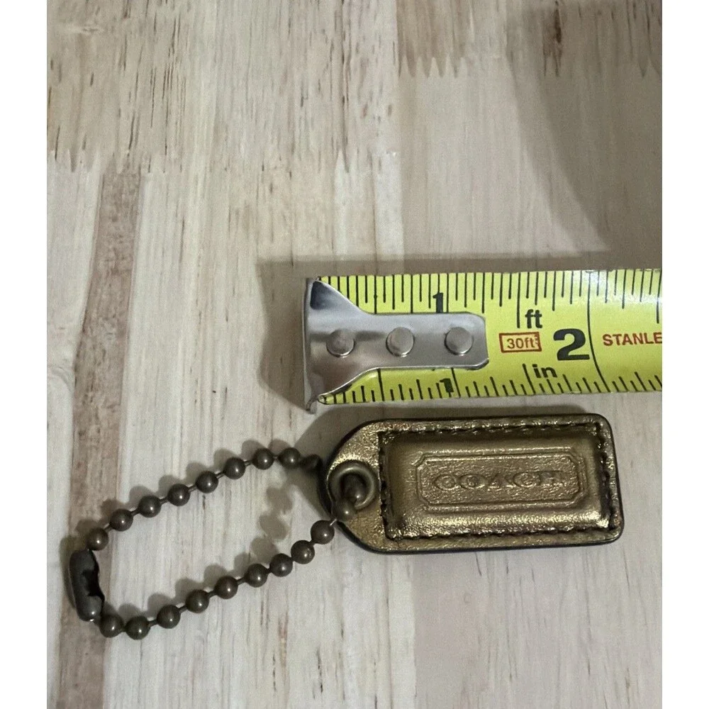 Vintage Y2K Special Edition 2004 Coach Hang Tag Gold Leather Bag Charm Fob Brass